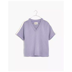 MWL Airyterry  V-Neck Sweatshirt Tee: Varsity-Striped Edition (Madewell) XL
